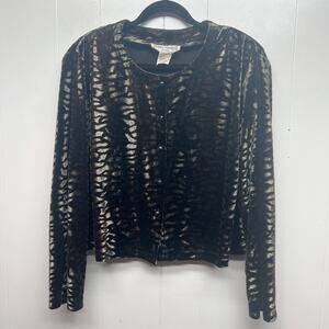 Ronni Nicole II Vintage Tiger Print Button Front Long Sleeve Womens Jacket Sz 22